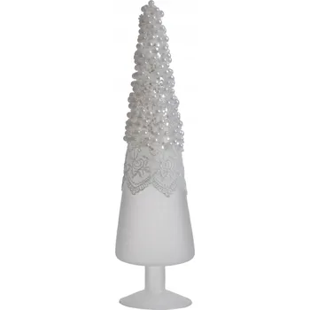 Vánoční dekorace Špička na vánoční stromeček stříbrná perličky skleněná 27 cm