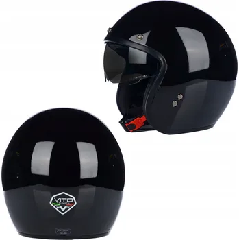 Helma na motorku Motocyklová Přilba otevřená VITO SPECIÁL Chopper Cruiser + Kšilt + Sluneční clona XS