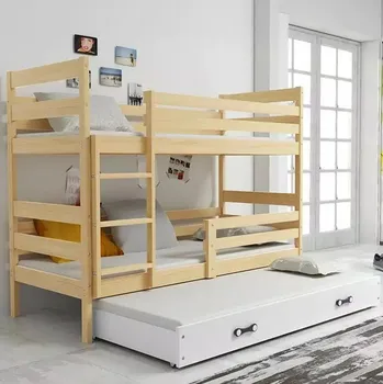 Dětská postel Nábytek PEGAS s.r.o. ERYK 3 OSOBOWE RAMA SOSNA SZUFLADA BIAŁY BEZ MATERACY 80 X 190 KPL