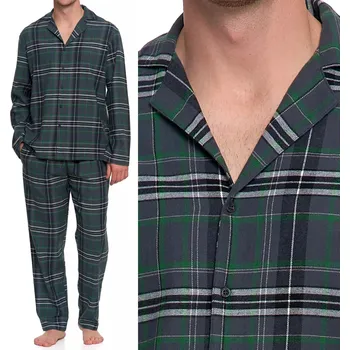Pánské pyžamo Pánské flanelové pyžamo na knoflíky, kostkované, bavlna *XL