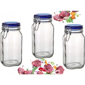 Dóza na potraviny 3x ZAVAŘOVACÍ SKLENICE Hermetická nádoba 1,5 L BORMIOLI FIDO na potraviny zelí a houby