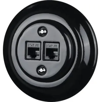 Elektrická zásuvka Porcelánová datová zásuvka Bohemia-Design K1-2CAT.5EA-BL 2x CAT.5E černá