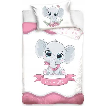 Povlečení Sada povlečení SLON RŮŽOVÁ 100x135 cm bavlna