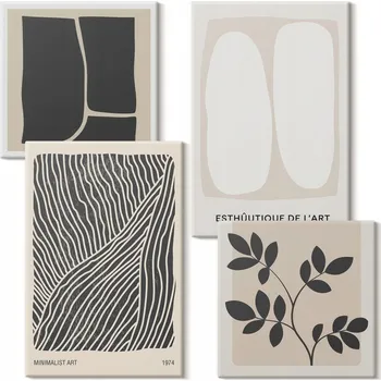 Obraz Sada obrazů na plátně, galerie, rostlinné minimalistické vzory, 4 kusy