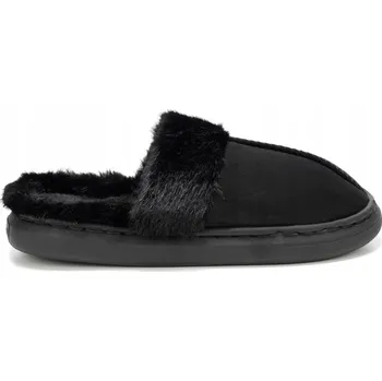 Dámské pantofle Papuče Teplé S kožešinou Černé Pohodlné Lehké Zateplené 42/43