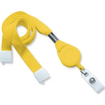 Široká 16mm bezpečnostní šňůrka na krk + yoyo přívěsek na klíče (žlutá) - KUK-103YLW