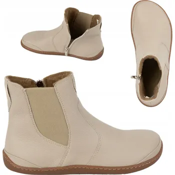 Dámská zimní obuv Dámské barefoot kotníkové boty se zipem zateplené 1263 béžové 40
