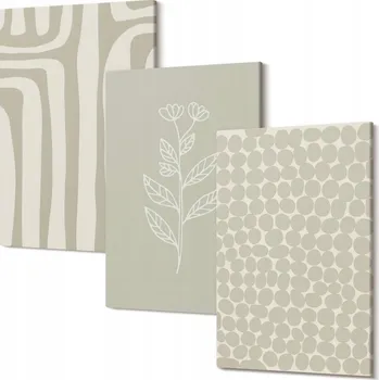 Obraz Triptych na plátně do obývacího pokoje, rostlinné a geometrické vzory, 30x20 cm