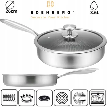 Pánev Tradiční pánev Edenberg VYSOKÁ PÁNEV MEDOVÁ PLÁSTEV 26x7cm 26 cm s nepřilnavým povrchem