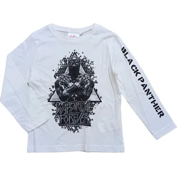 Sun City Chlapecké tričko AVENGERS Černý panter dlouhý rukáv bílé Barva: Bílá, Velikost: 104
