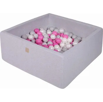 Suchý bazén Čtvercový Suchý Bazén s 200 míčky 90x90x40cm Světle Šedý Cotton