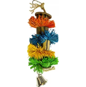 Hračka pro ptáka Duvo+ Hračka pro papoušky Bambule z rafie, bambusu a kokosu M