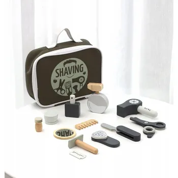 Dřevěná hračka Dřevěná Sada Holičství pro Děti Kadeřník Barber Příslušenství XXL