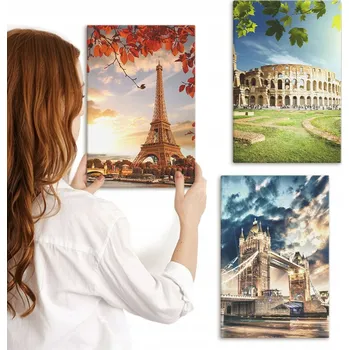 Obraz Sada obrazů na plátně na zeď - Evropské památky 3x 20x30 cm