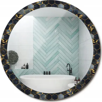 Zrcadlo Zrcadlo se skleněným rámem s potiskem Mramor hexagon fi 100 cm