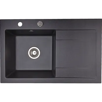 Granitový dřez Jednokomorový granitový dřez Brenor Mingus 80L, černý