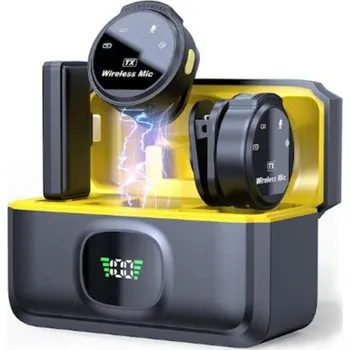 Mikrofon 2v1 Type-C všesměrový magnetický 2,4GHz bezdrátový klopový mikrofon s nabíjecím boxem