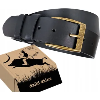 Opasek DIVOKÝ DŽÍNSOVÝ KOŽENÝ OPASEK PÁNSKÝ ČERNÝ LÍCOVÁ KŮŽE DÁREK Vel 110 cm