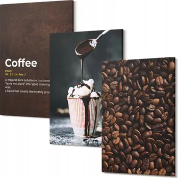 Obraz Sada nástěnných dekorací - obrazy s motivem nápoje, šlehačky a káva, 30x20 cm