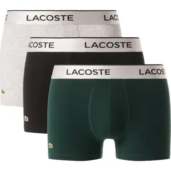 Boxerky Pánské boxerky Lacoste Silver Waist Short Trunks 3P - black/pine green/grey melange Vícebarevný (S)