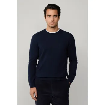 Pánský svetr SVETR HACKETT LONDON MERINO CASH MIX CREW MIDNIGHT BLUE