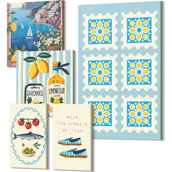 Obraz Dekorativní Sada Obrazů Tištěných na Plátně Italská Kuchyně Chuť Styl