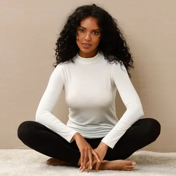 Hřejivé tričko s dlouhými rukávy a stojáčkem režná 54