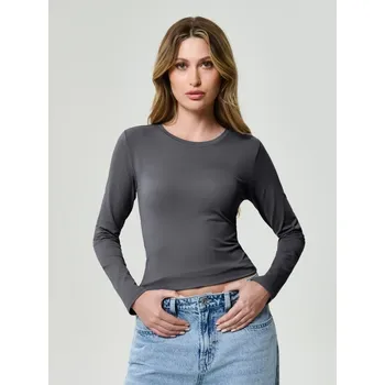 Sinsay - Hladká halenka s&nbsp;dlouhými rukávy - šedá - 477EU-90X - 477EU-90X-S