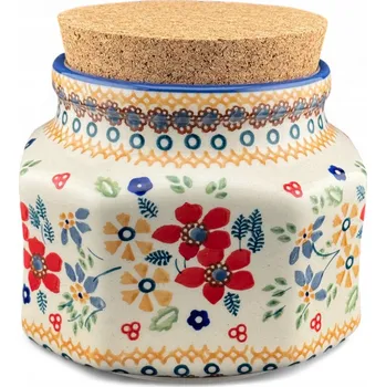 Dóza na potraviny Dóza s korkovým víčkem 0,5 l UNIKÁT dek. DPLC Ceramika Bolesławiec