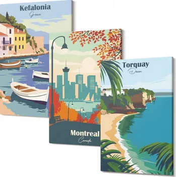 Obraz Vícedílná Sada Obrazů Pohledy na města z Řecka, Kanady a Austrálie 30x20 cm