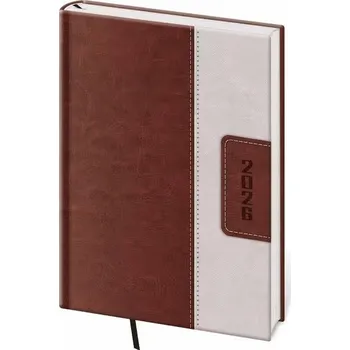 Diář Helma - Classic - denní diář 2026, hnědo/béžový, A5, 14,5 × 20,5 cm