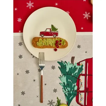 Vánoční dekorace Sinsay - Vánoční talíř s motivem vozidla s vánočním stromem - červená - 486GJ-33X - 486GJ-33X-ONE