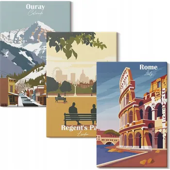 Obraz Sada obrazů na plátně Hory Ouray Londýn Koloseum 3x 40x60 cm