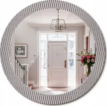 Zrcadlo Zrcadlo s ozdobným lemováním Geometrický vzor puntíků fi 80 cm