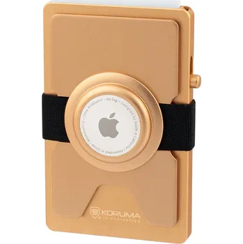 Peněženka Kovová peněženka s výsuvnými kartami a prostorem pro AirTag od Apple (zlatá) - KUK-201GOLD
