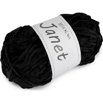Příze Pletací žinylková příze Janet 100 g, barva 8 černá