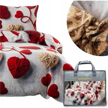 Povlečení Povlečení 140x200 2dílné z mikrovlákna PLUSZOWE zimní chlupaté sada MARTINO srdíčka