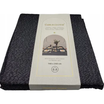 ubrus VÁNOČNÍ UBRUS 140x240cm ČERNÝ SE STŘÍBRNOU NITÍ