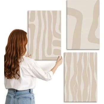 Obraz Sada nástěnných dekorací Galerie Abstraktní béžové vzory 3x 40x60 cm