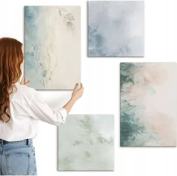 Obraz Galerie obrazů na plátně Kolekce Rozlité akvarely, plátno, styl, 4 kusy