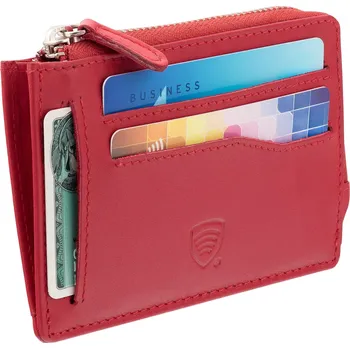 Peněženka Malá Dámská Kožená Peněženka Na Karty Se Zapínáním Na Zip (červená) -