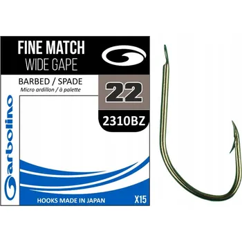 Rybářský háček Háčky s lopatkou Garbolino 2310BZ Fine Match Wide Gape č. 16