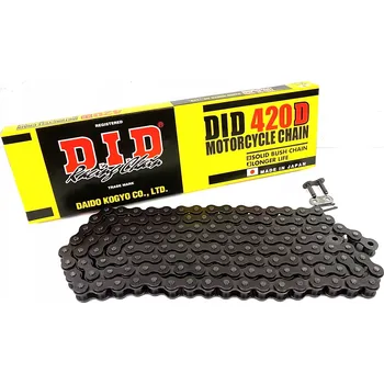 Řetězová sada pro motocykl DID 420D-118 ŘETĚZ (118 ČLÁNKŮ) BEZ O-KROUŽKŮ (ROZEVŘENÝ + SPOJKA)