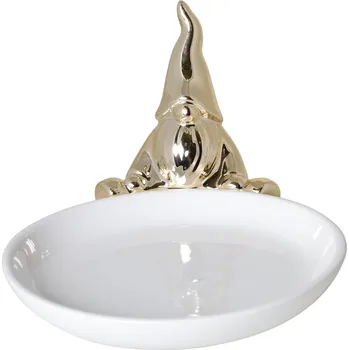 Talíř KERAMICKÝ TALÍŘ BÍLÝ SE ZLATÝM TRPASLÍKEM