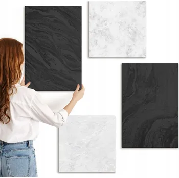 Obraz Sada obrazů na plátně - Tmavé a světlé mramory glamour, 4 kusy