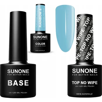 Lak na nehty Sunone sada: Báze, Top No Wipe + hybridní lak 5ml