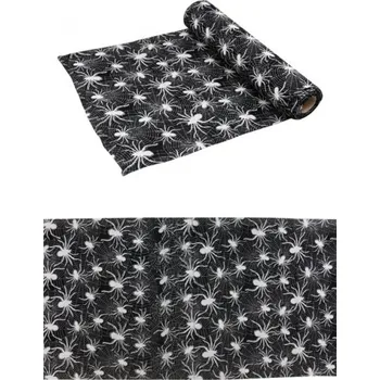 Party dekorace CHAKS ŠERPA stolová jutová s pavouky 28cm x3m