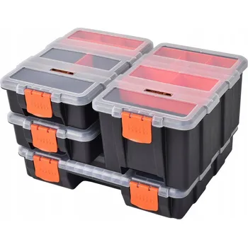 Úložný box Uzavřený organizér, uzavíratelný box Tactix 230 x 290 x 180 mm, 4 přihrádky