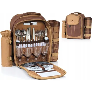 Batoh piknikový batoh pro 4 osoby, polyester, hnědý