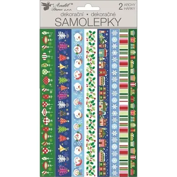 Vánoční washi pásky s glitry - 25 x 14 cm - 2 archy - 10382